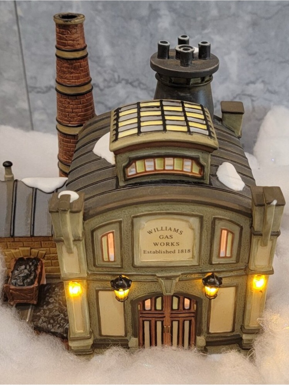 Department 56 Williams Gas Works Holiday Village Building in Cream, Brown, Black
